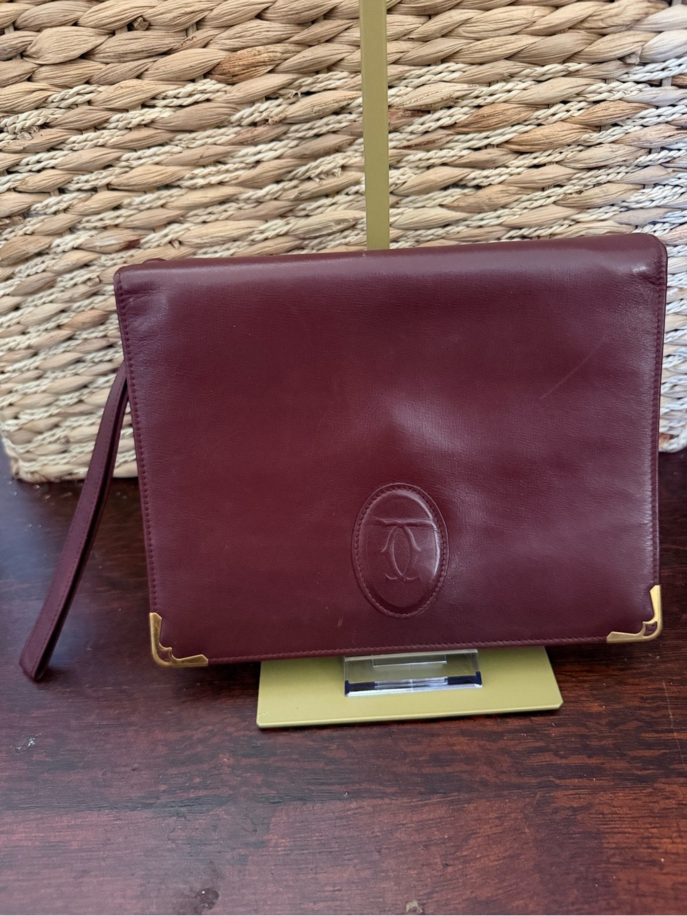 Vintage Cartier Must De Cartier Bordeaux Leather Wristlet/Clutch